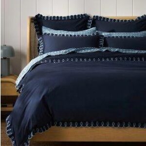 Maeve, Anthropologie Organic Cotton Looped Embroidered King Duvet Cover + Shams